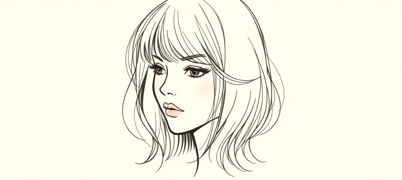 Mid-length layered hair with curtain bangs and face-framing pieces for a diamond face shape