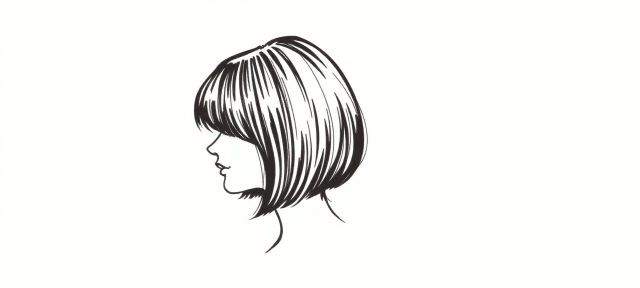 Collarbone-length blunt bob with full fringe for an oblong rectangular face shape