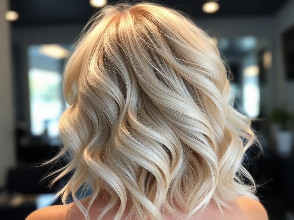 Iced blonde color melt with shadow root and icy platinum ends